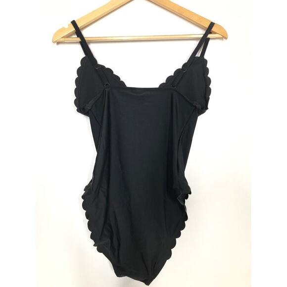 J. Crew Factory Scalloped One Piece Swimsuit in Black NWT Size Small - Picture 6 of 10